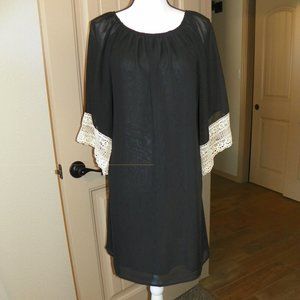 BoHo Peasant Short Black Summer Dress XXL